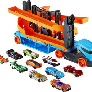 Автовоз Hot Wheels Lift and Launch Hauler + 10 машинок